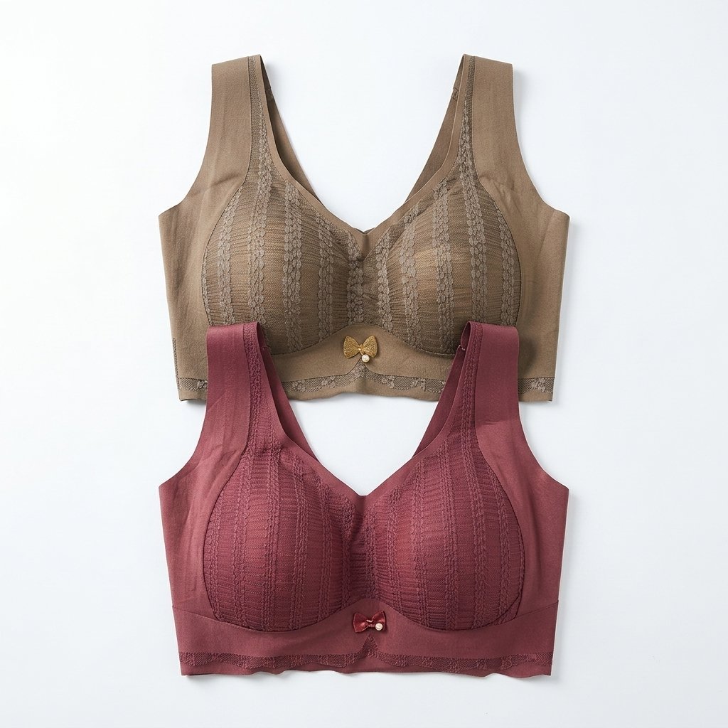 Luxe Texture: Lace-Overlay Seamless Comfort Bra (M–XL)