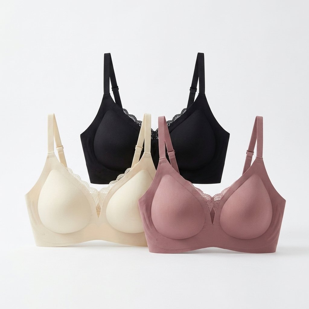 Graceful Edge: Lace-Trimmed Seamless Comfort Bra (M–XL)